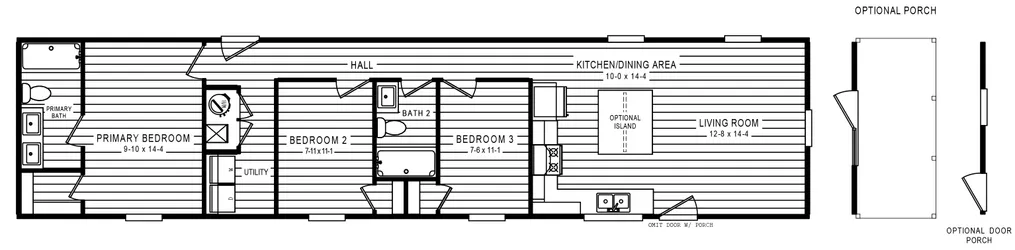 The 5402 "CANYON" 6616 Floor Plan. This Manufactured Mobile Home features 3 bedrooms and 2 baths.