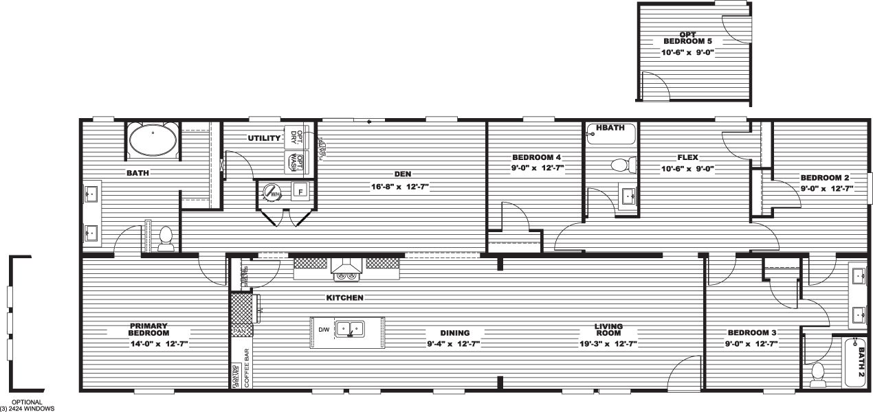 The RAINIER Floor Plan. This Manufactured Mobile Home features 4 bedrooms and 3 baths.