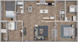 The SATISFACTION Floor Plan. This Manufactured Mobile Home features 3 bedrooms and 2 baths.
