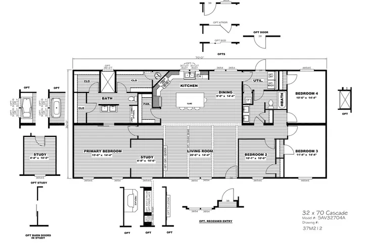 The CASCADE. This Home features 4 bedrooms and 2 baths.