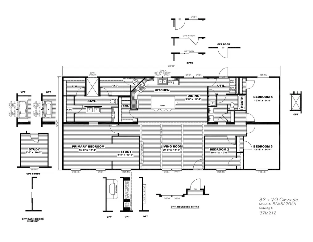 The CASCADE. This Home features 4 bedrooms and 2 baths.