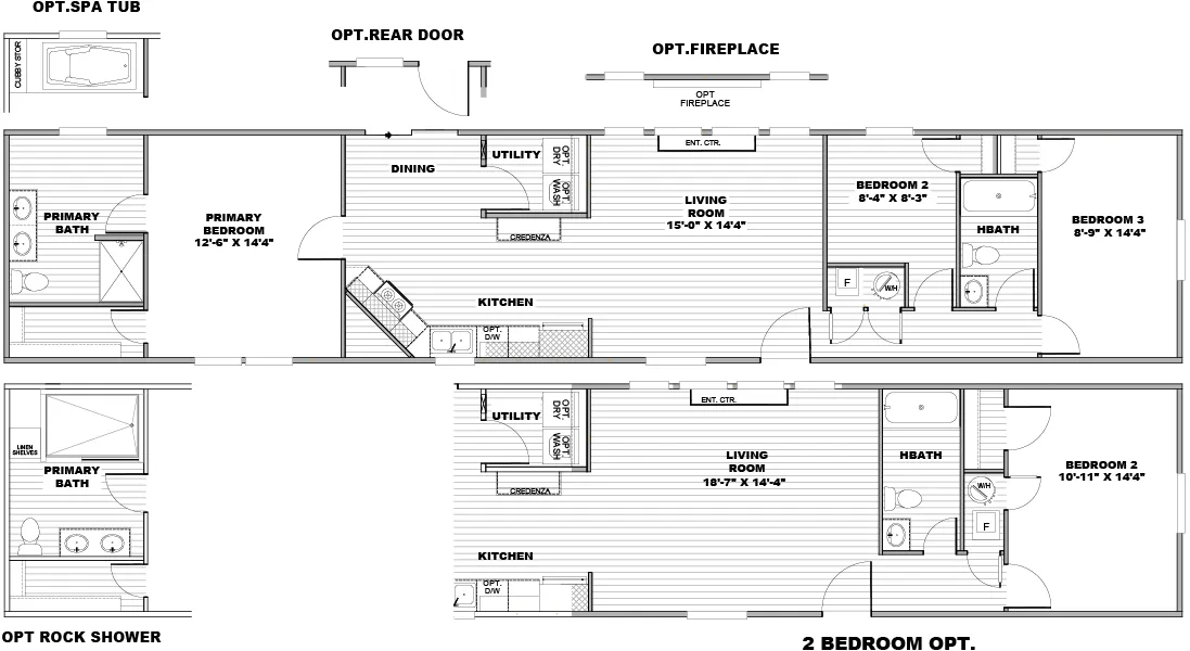 The ULTRA FLEX ANNIVERSARY PLUS Floor Plan. This Manufactured Mobile Home features 3 bedrooms and 2 baths.