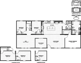 The LEWIS Floor Plan. This Manufactured Mobile Home features 3 bedrooms and 2 baths.