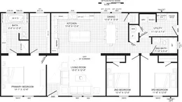 The THE JEFFERSON Floor Plan. This Manufactured Mobile Home features 3 bedrooms and 2 baths.