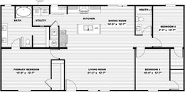 The RIO Floor Plan. This Manufactured Mobile Home features 3 bedrooms and 2 baths.