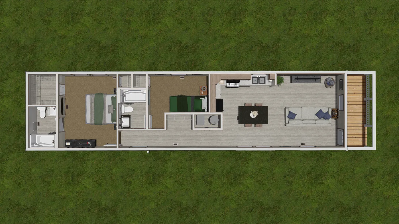 The 6616-4772P THE PULSE Floor Plan. This Manufactured Mobile Home features 2 bedrooms and 2 baths.