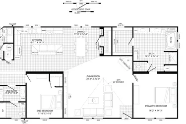 The THE LEAHY Floor Plan. This Manufactured Mobile Home features 4 bedrooms and 2 baths.