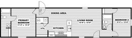 The DELIGHT Floor Plan. This Manufactured Mobile Home features 2 bedrooms and 2 baths.