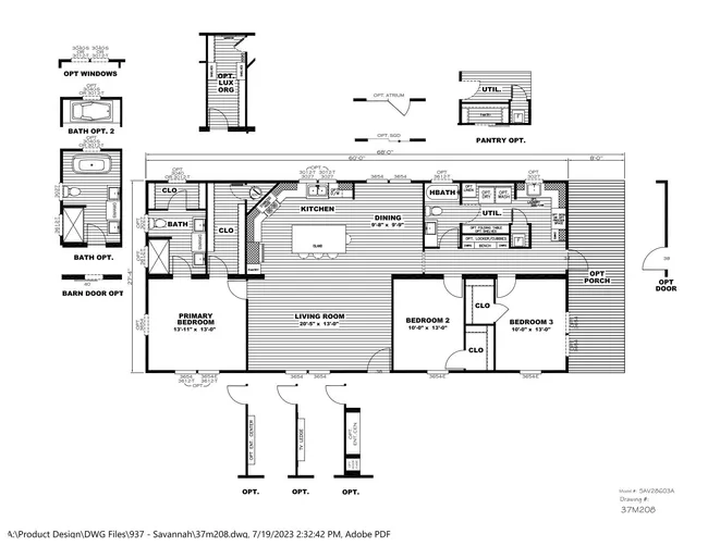 The STELLA Floor Plan. This Home features 3 bedrooms and 2 baths.