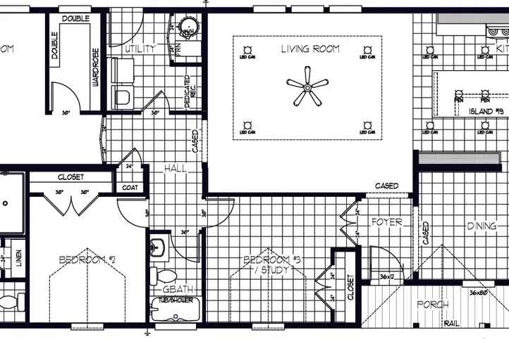 The SUM3068A Floor Plan. This Manufactured Mobile Home features 3 bedrooms and 2 baths.