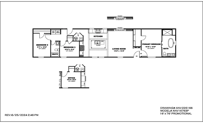 The PLATINUM ANNIVERSARY Floor Plan. This Manufactured Mobile Home features 3 bedrooms and 2 baths.