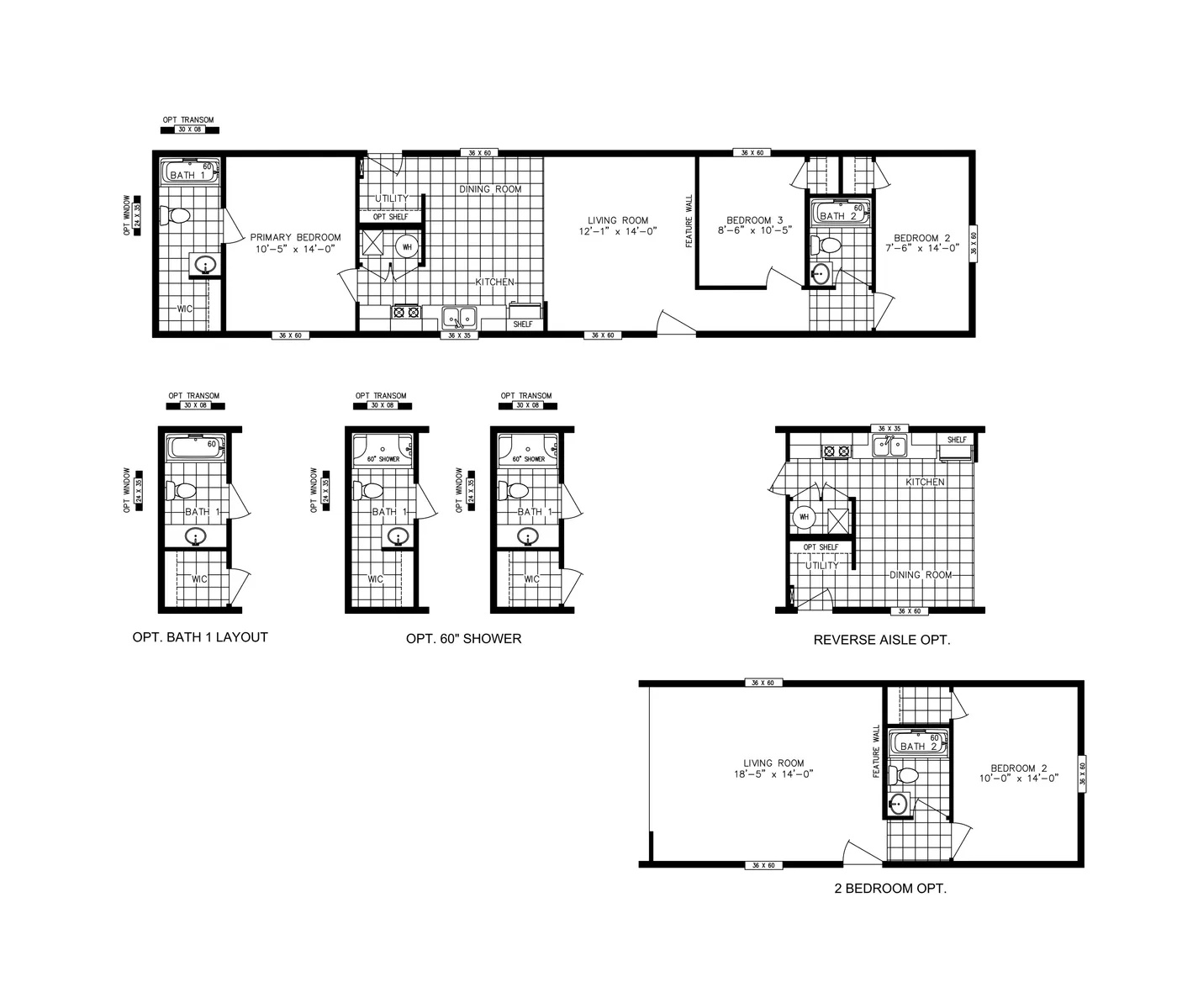 The SAPPHIRE Floor Plan. This Manufactured Mobile Home features 3 bedrooms and 2 baths.