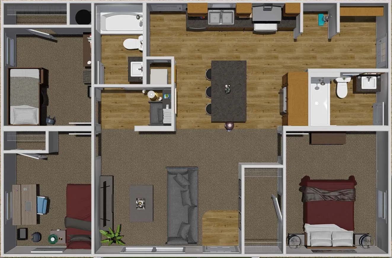 The SWEET DREAMS Floor Plan. This Manufactured Mobile Home features 3 bedrooms and 2 baths.