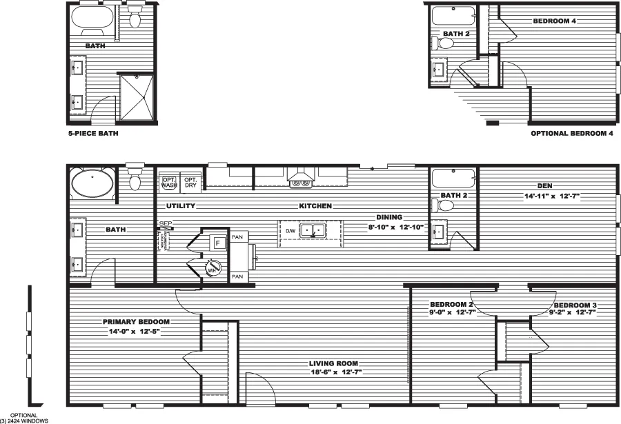 The FIJI Floor Plan. This Manufactured Mobile Home features 3 bedrooms and 2 baths.