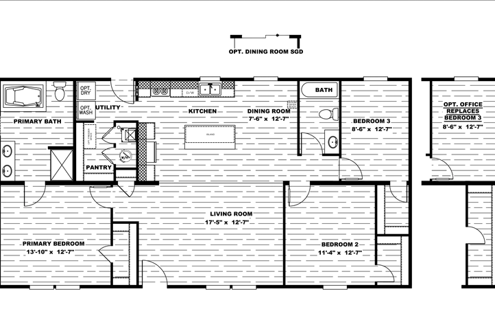 The THE EAGLE 52 Floor Plan. This Manufactured Mobile Home features 3 bedrooms and 2 baths.