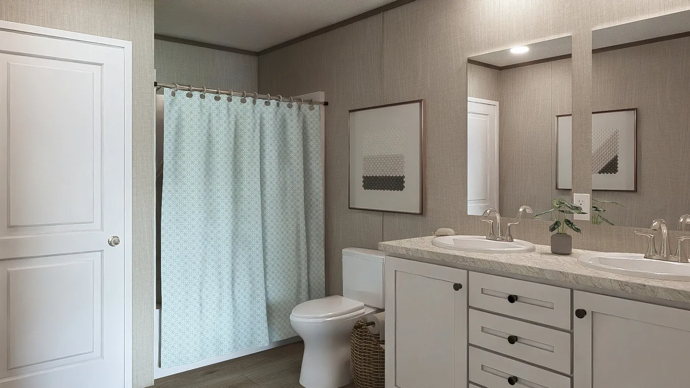 The LEGEND 28X48 Primary Bathroom. This Manufactured Mobile Home features 3 bedrooms and 2 baths.