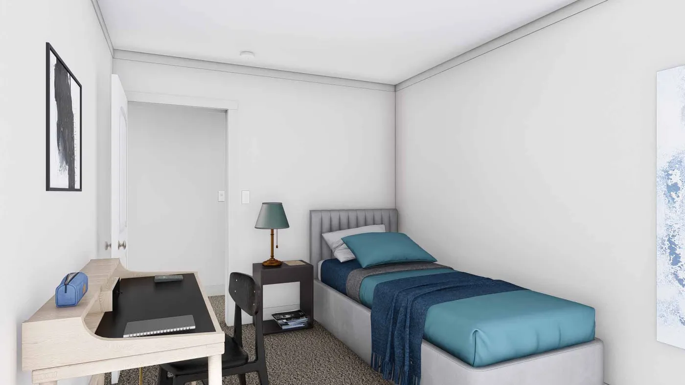 The JOHNNY B GOODE Bedroom. This Modular Home features 3 bedrooms and 2 baths.