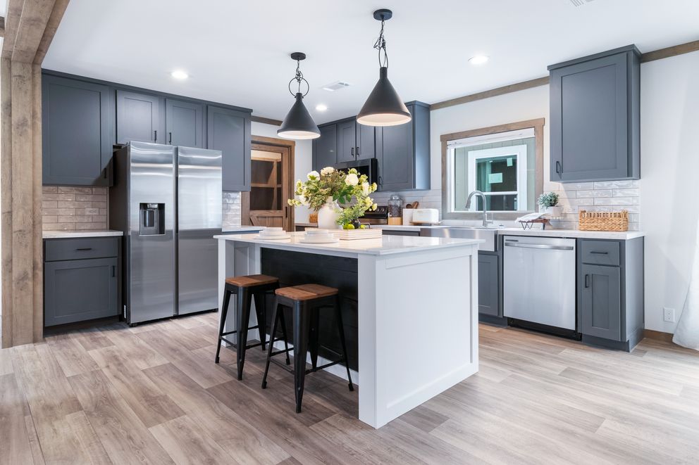 The FARM 3 FLEX Kitchen. This Manufactured Mobile Home features 3 bedrooms and 2 baths.