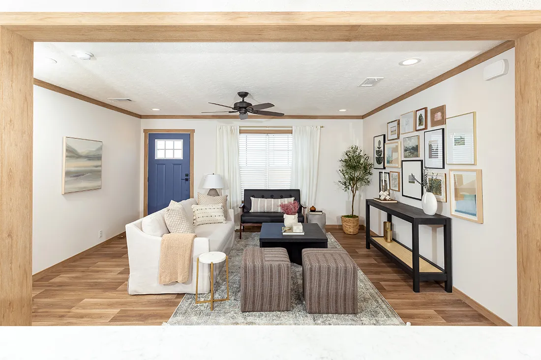 The ANGELINA Living Room. This Manufactured Mobile Home features 4 bedrooms and 2 baths.