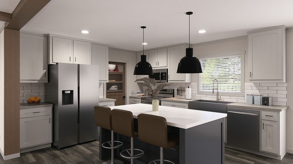 The FARM 3 FLEX DEN Kitchen. This Manufactured Mobile Home features 3 bedrooms and 2 baths.