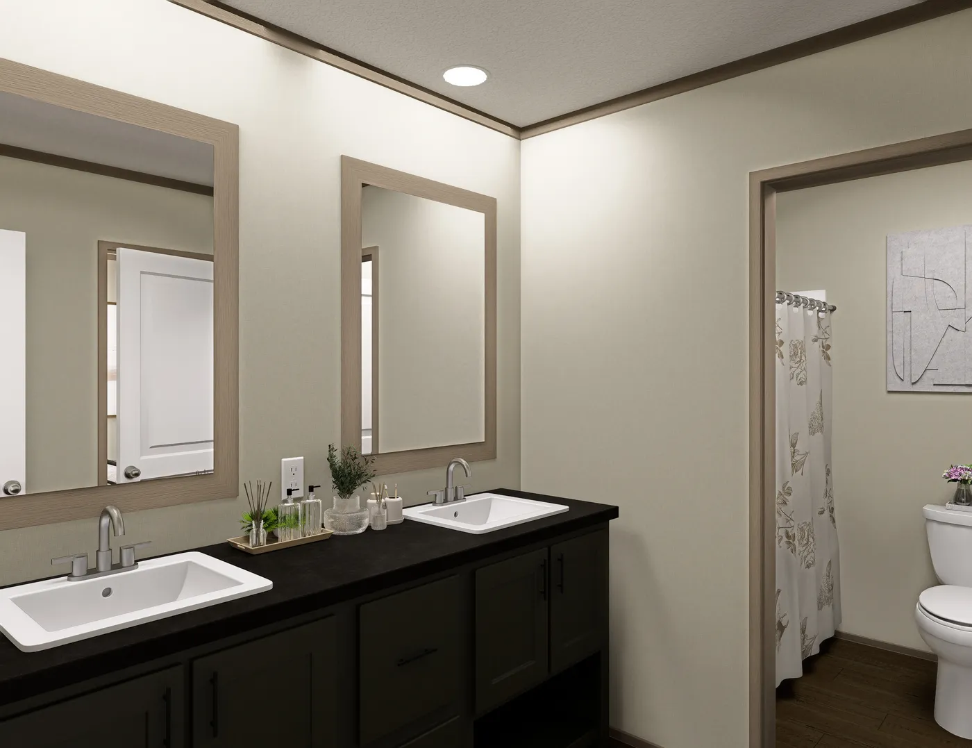 The RAINIER Guest Bathroom. This Manufactured Mobile Home features 4 bedrooms and 3 baths.