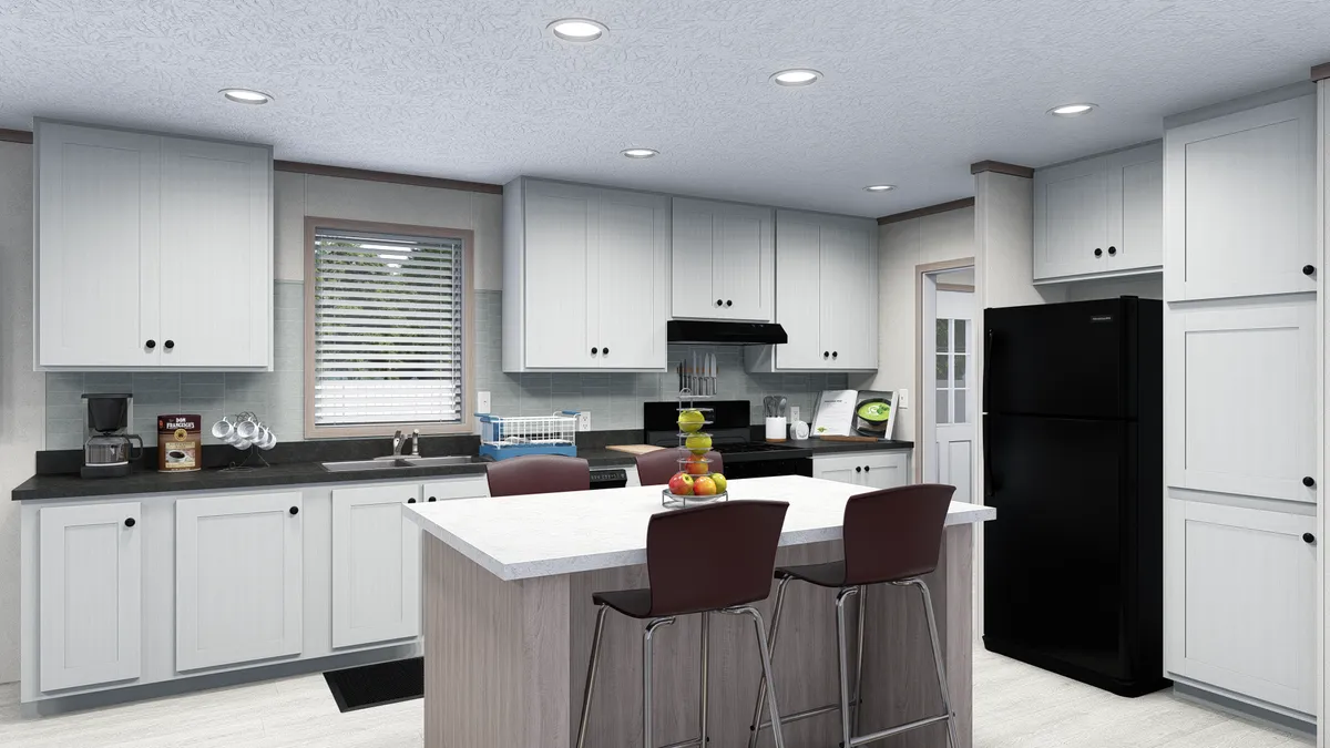 The 5624-E744 THE PULSE Kitchen. This Manufactured Mobile Home features 3 bedrooms and 2 baths.
