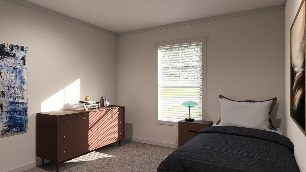The FARM 3 FLEX ELITE DEN Guest Bedroom. This Manufactured Mobile Home features 3 bedrooms and 2 baths.