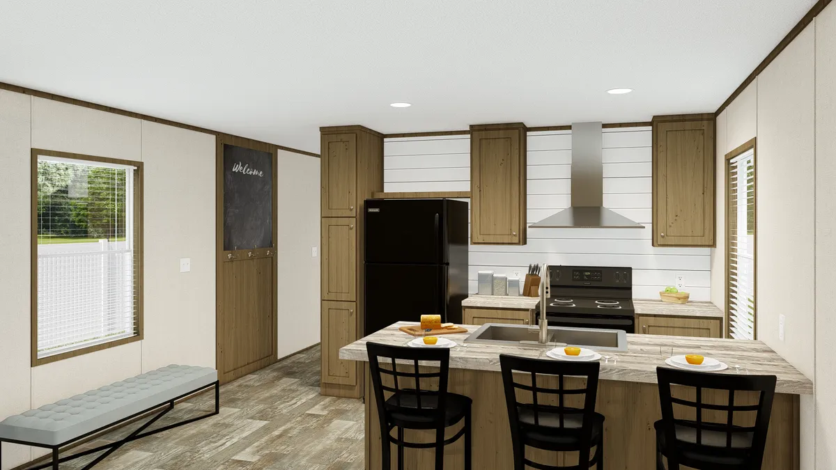 The GRAND LIVING 72A Exterior. This Manufactured Mobile Home features 3 bedrooms and 2 baths.