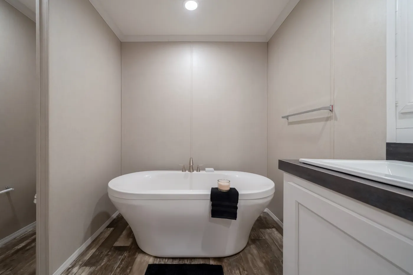 The NORTHSHORE Primary Bathroom. This Manufactured Mobile Home features 3 bedrooms and 2 baths.