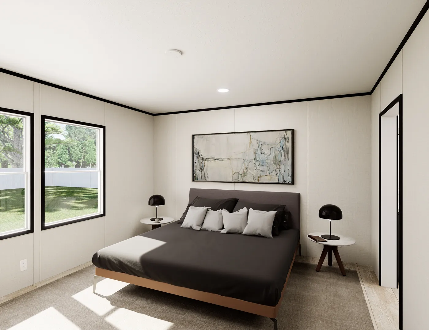 The ULTRA FLEX Primary Bedroom. This Manufactured Mobile Home features 3 bedrooms and 2 baths.