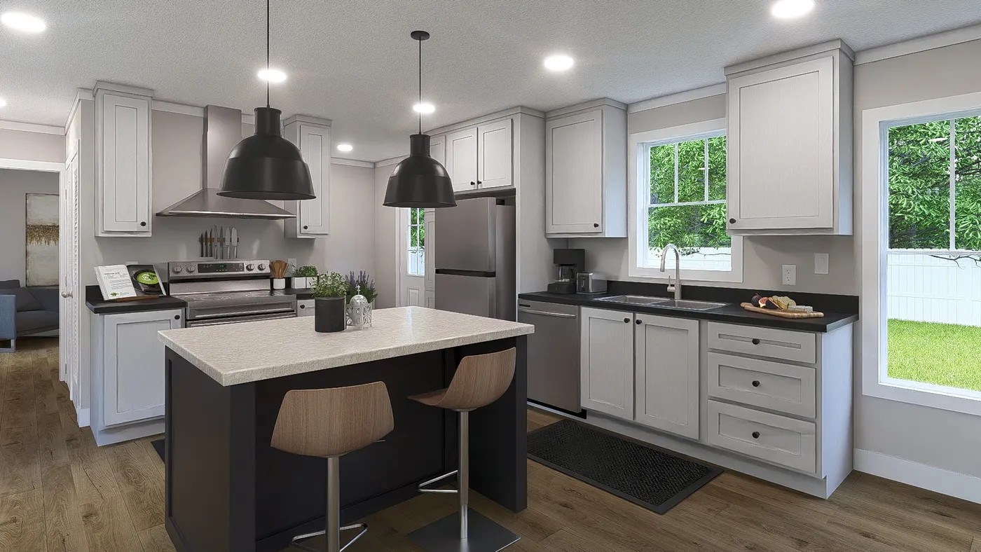 The SWEET CAROLINE Kitchen. This Manufactured Mobile Home features 3 bedrooms and 2 baths.