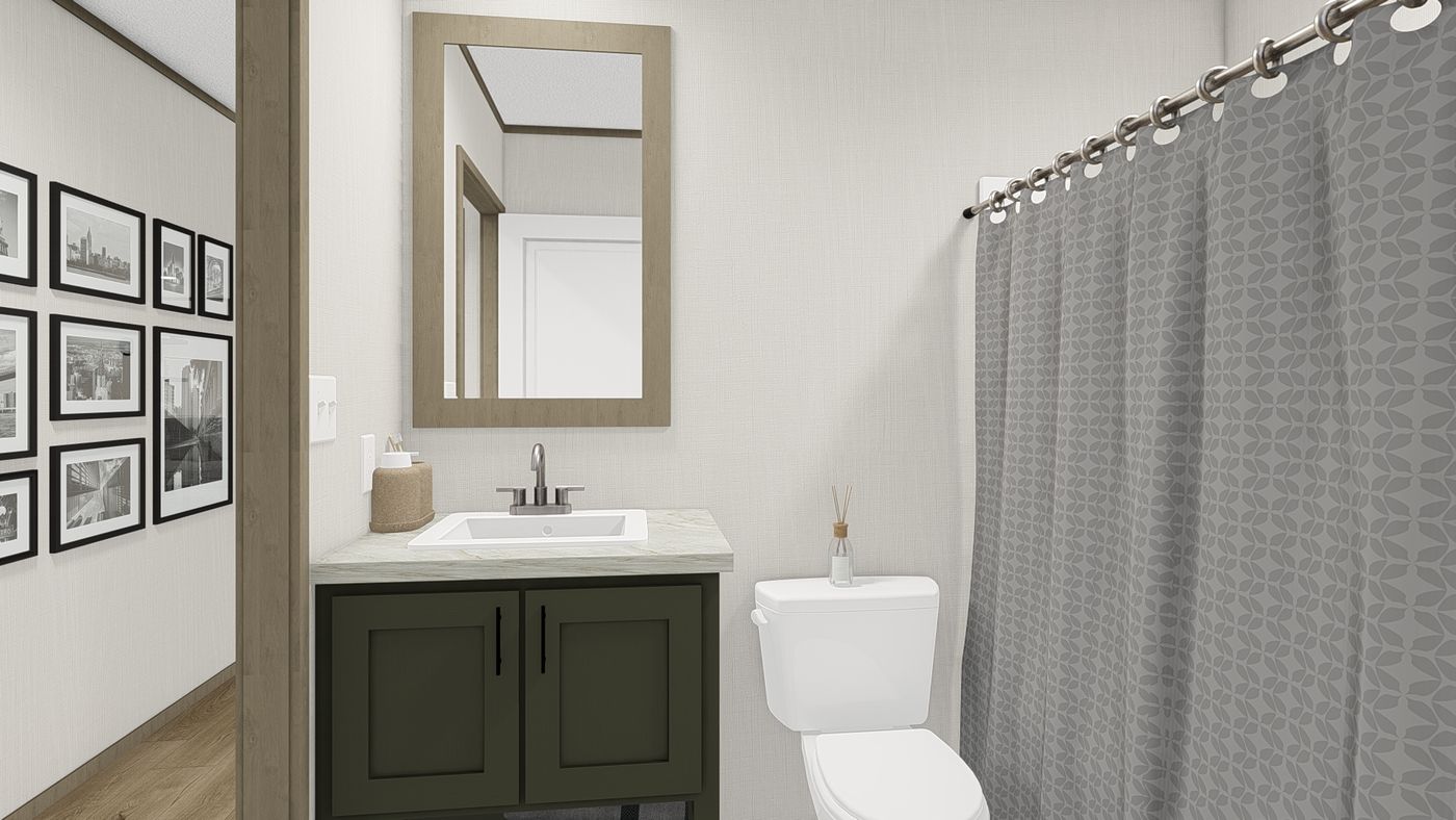 The HUDSON Guest Bathroom. This Manufactured Mobile Home features 3 bedrooms and 2 baths.