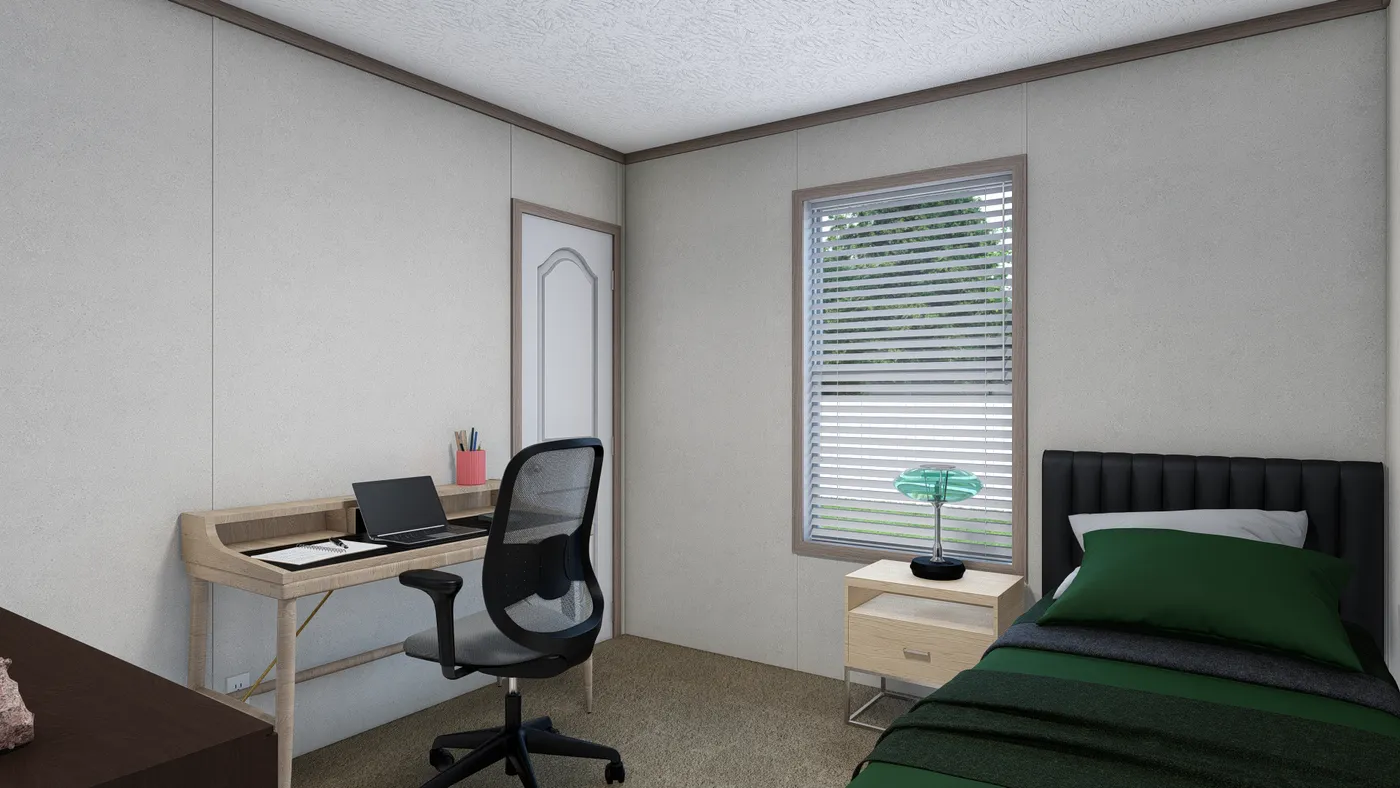 The 5624-E734P THE PULSE Bedroom. This Manufactured Mobile Home features 3 bedrooms and 2 baths.
