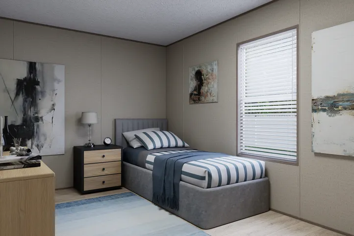 The THE ANNIVERSARY 76 Guest Bedroom. This Manufactured Mobile Home features 3 bedrooms and 2 baths.