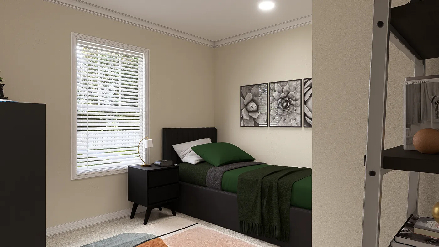 The 5407 HIGH ROCK 7616 Bedroom. This Manufactured Mobile Home features 3 bedrooms and 2 baths.