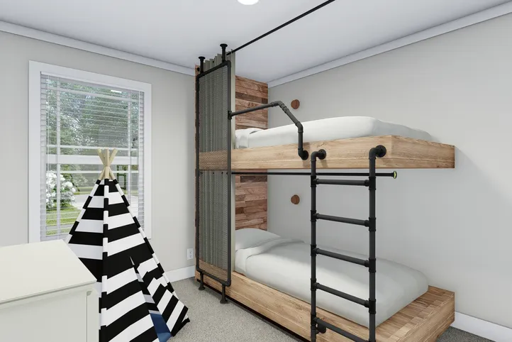 The CLASSIC 56D Bedroom. This Manufactured Mobile Home features 3 bedrooms and 2 baths.
