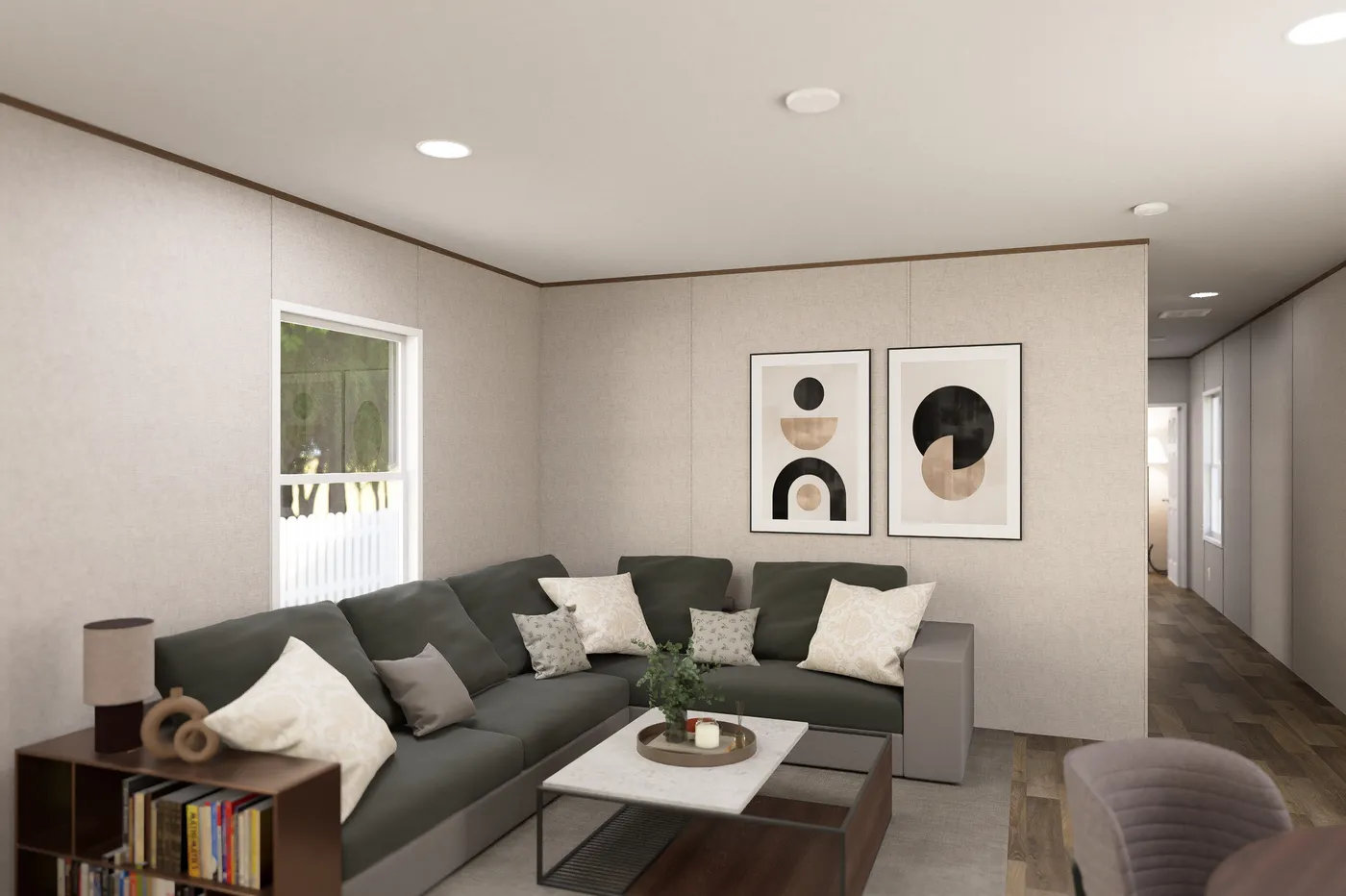 The BIRCH Living Room. This Manufactured Mobile Home features 3 bedrooms and 2 baths.