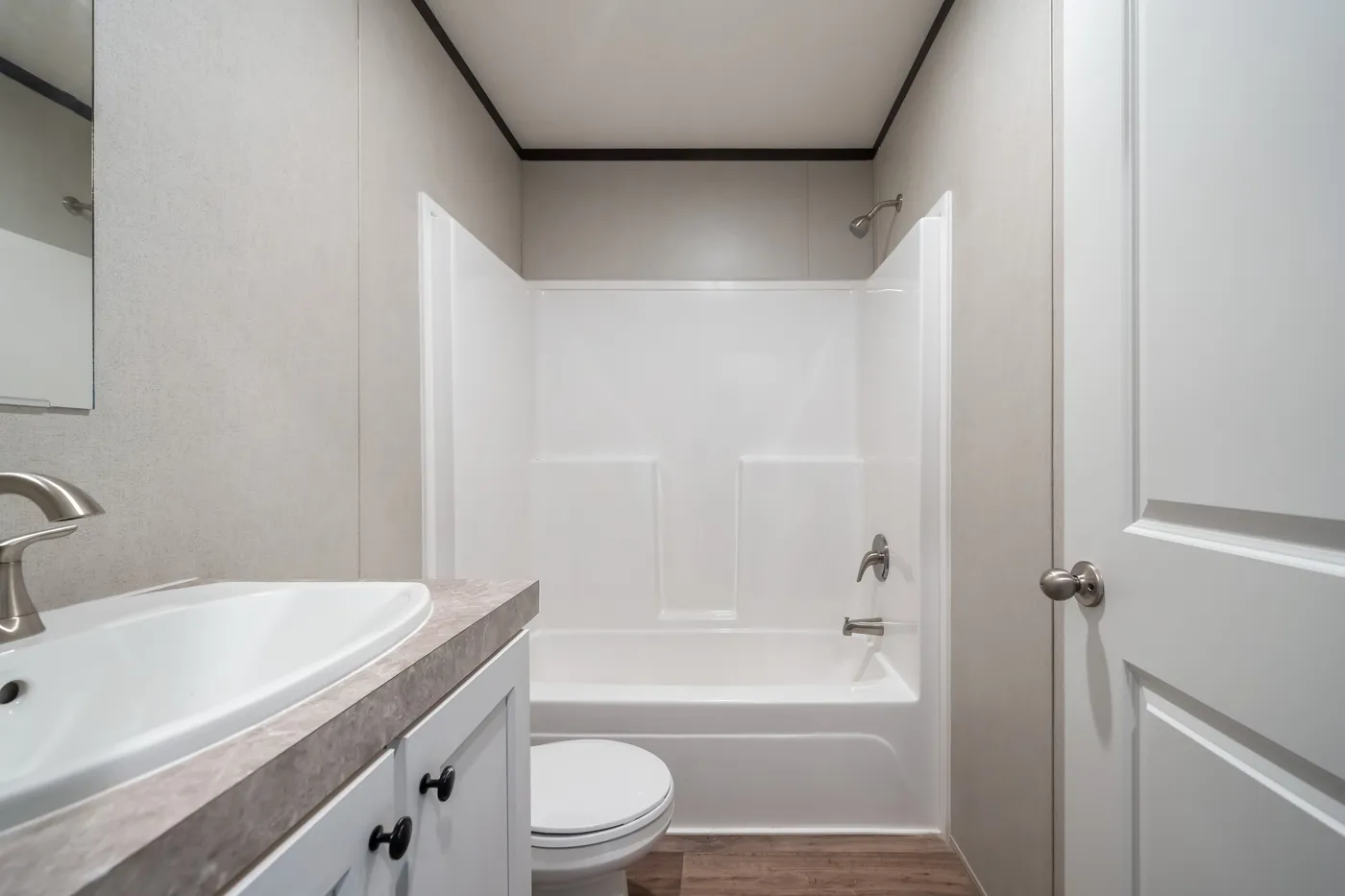 The ESSENCE Guest Bathroom. This Manufactured Mobile Home features 3 bedrooms and 2 baths.