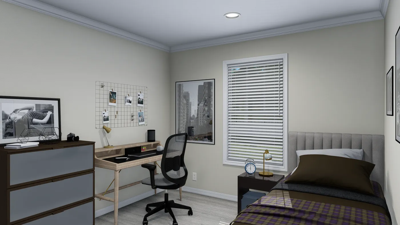 The 5425 "RIDGE" 7628 Bedroom. This Manufactured Mobile Home features 4 bedrooms and 2 baths.