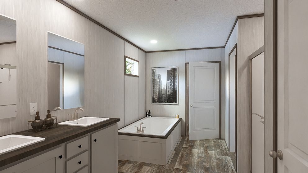 The ULTRA PRO JEWEL 3 BR 32X60 Primary Bathroom. This Manufactured Mobile Home features 3 bedrooms and 2 baths.