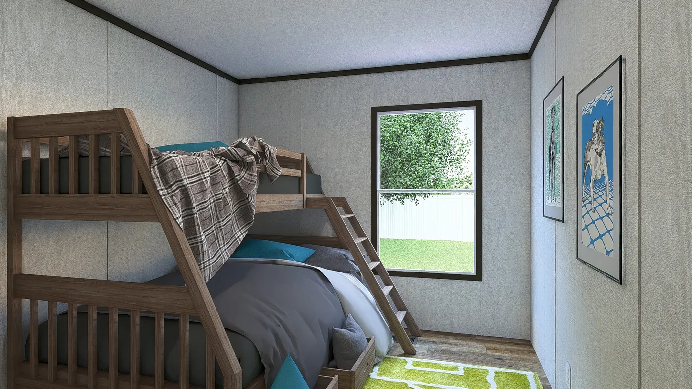 The IMPACT Bedroom. This Manufactured Mobile Home features 4 bedrooms and 2 baths.