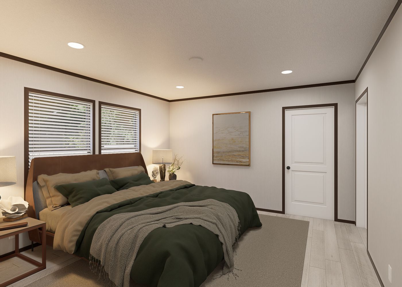 The SAPPHIRE Primary Bedroom. This Manufactured Mobile Home features 4 bedrooms and 2 baths.