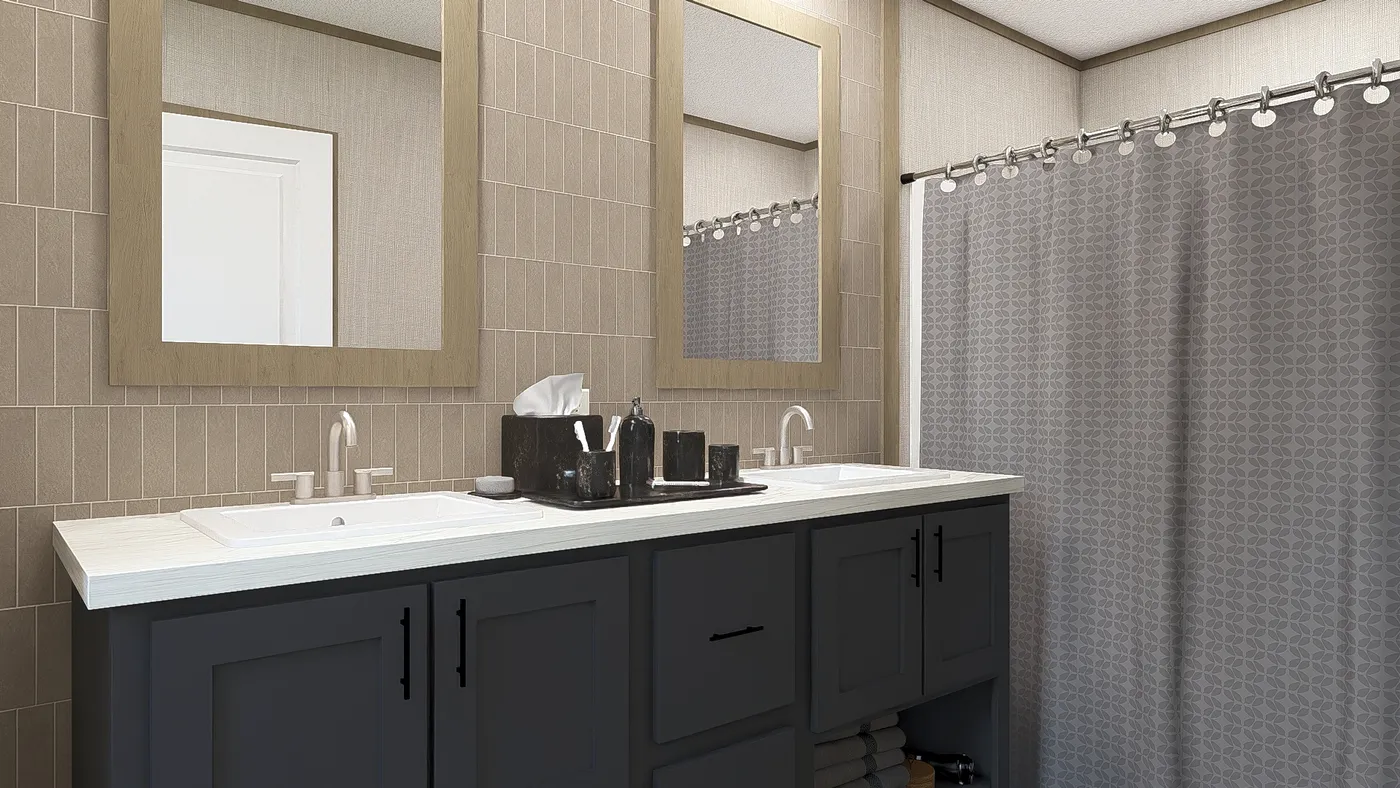 Tranquility. The ZION Primary Bathroom. This Manufactured Mobile Home features 3 bedrooms and 2 baths.