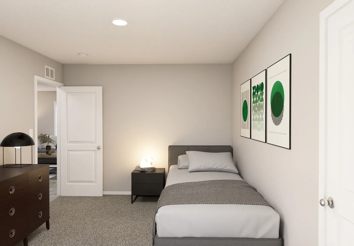The SLE 681F Bedroom. This Manufactured Mobile Home features 4 bedrooms and 2 baths.