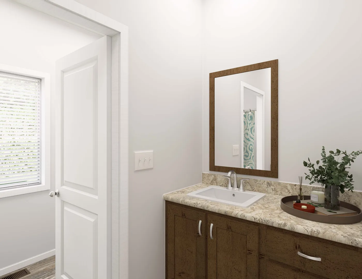 The THE BREEZE 2.5         CLAYTON Guest Bathroom. This Manufactured Mobile Home features 4 bedrooms and 2 baths.