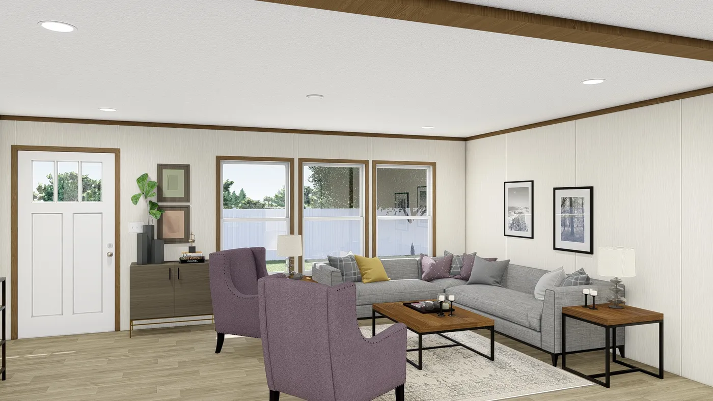 The THE EMPOWER Living Room. This Manufactured Mobile Home features 4 bedrooms and 2 baths.