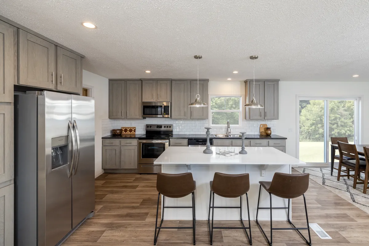 The ROOSEVELT MOD Kitchen. This Modular Home features 3 bedrooms and 2 baths.