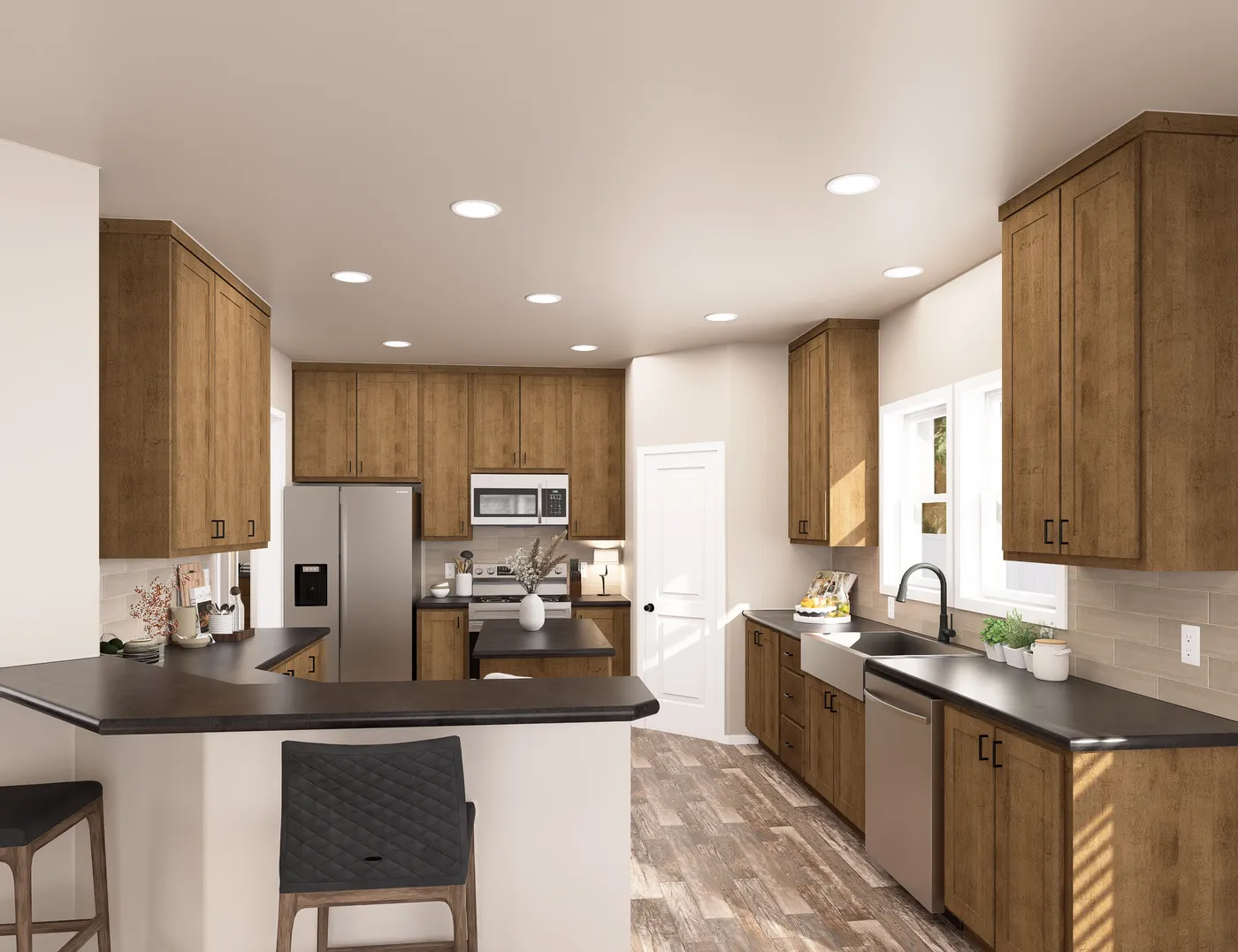 The PREFERRED PLUS CP601F  CLAYTON Kitchen. This Manufactured Mobile Home features 3 bedrooms and 2 baths.