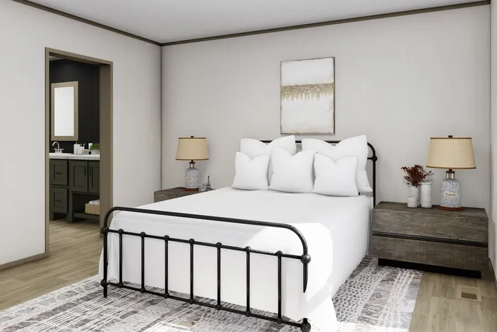 The MOROCCO Primary Bedroom. This Manufactured Mobile Home features 4 bedrooms and 2 baths.