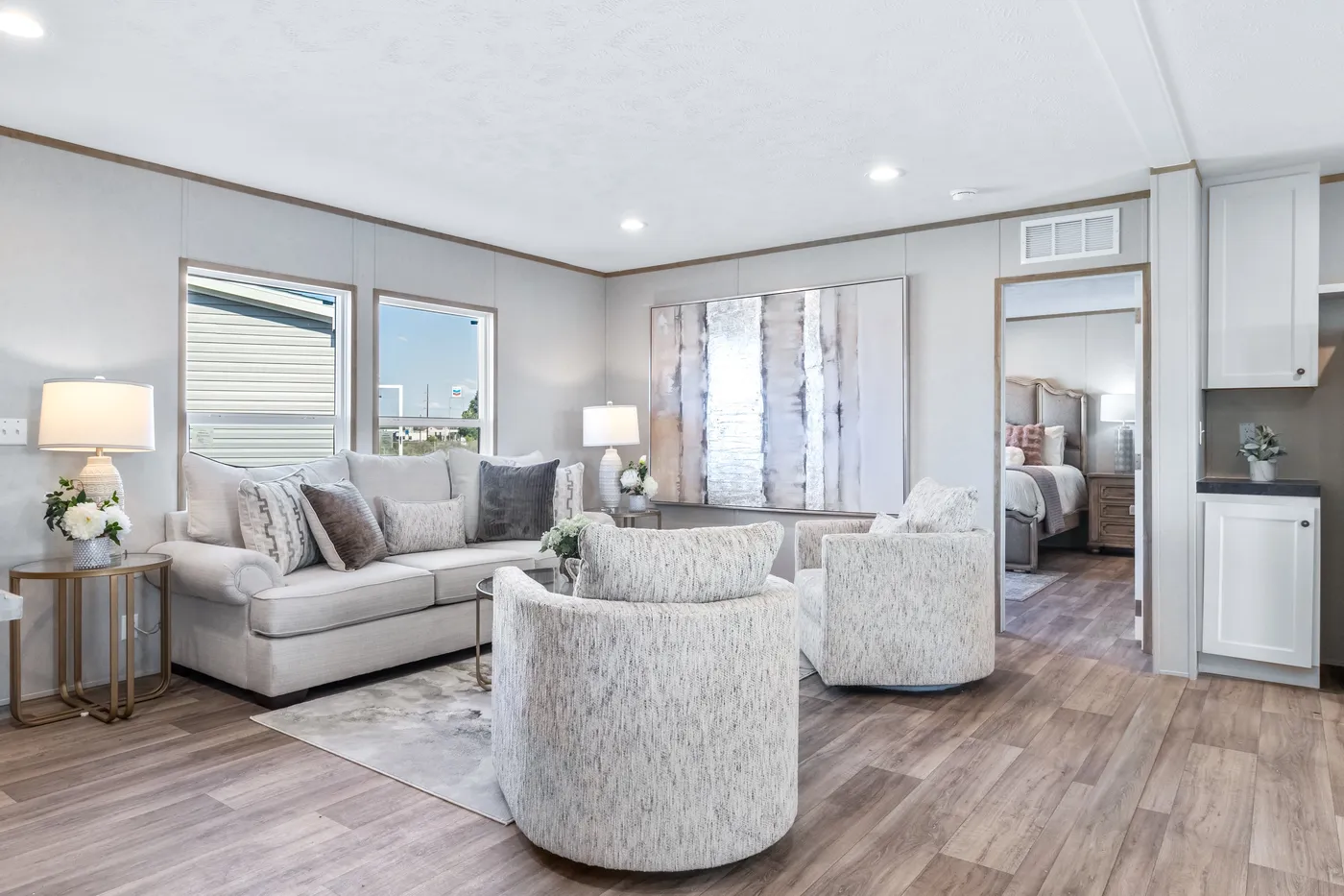 The ASPIRE Living Room. This Manufactured Mobile Home features 3 bedrooms and 2 baths.
